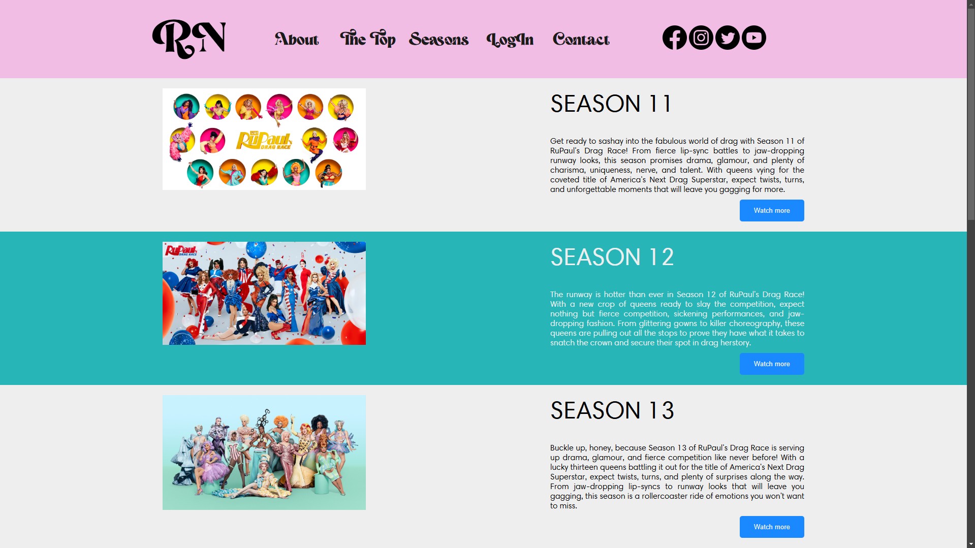 Seasons list